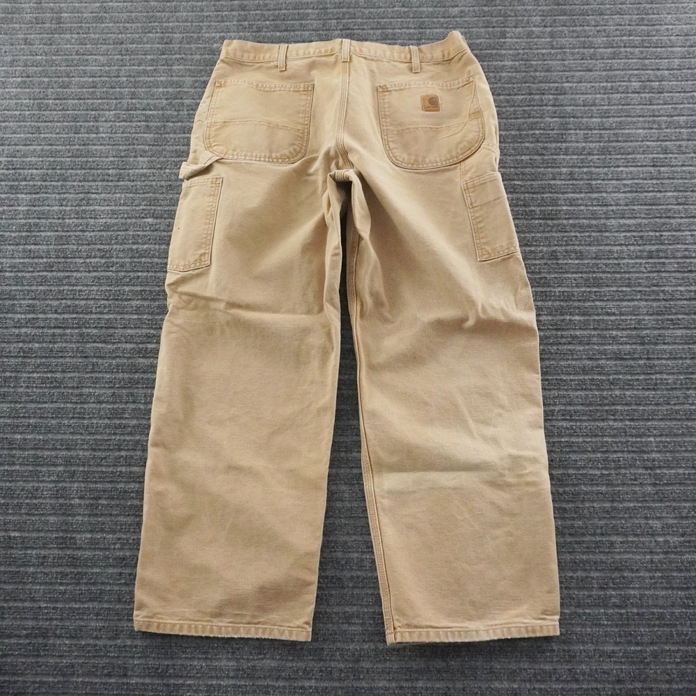 Vintage 90s Carhartt Carpenter Pants Mens 36x30 Tan Dungaree Fit Canvas B11 BRN